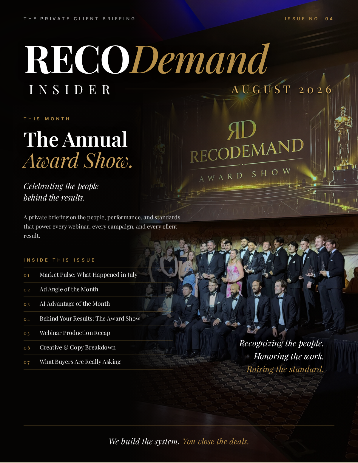 RECODemand Insider August 2026 cover: The Monthly Private Client Briefing